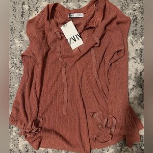 NWT Zara metallic tread blouse